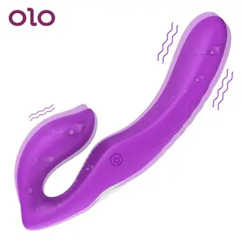 OLO Strapon Dildo Vibrators G-spot Massager Dual Motori Anālais Vibratori Klitora Vagīnas Stimulators Seksa Rotaļlietas Sievietēm, Lesbietes