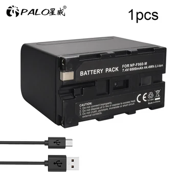 PALO 6000mAh NP-F960 NP-F970 USB, Li-ion Akumulators NP F960 F970 Pro Batteria Sony PLM-100 CCD-TRV35 MVC-FD91 MC1500C L50