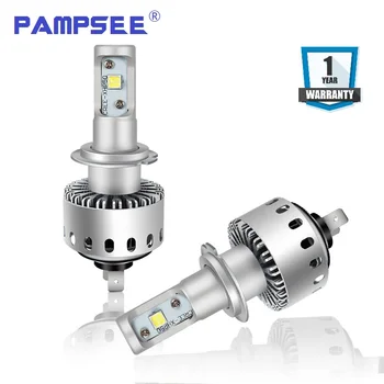 PAMPSEE 2gab 7S H4, H7 Led Auto Lukturu Automašīnu LED Spuldzes XHP-50 40W 8000LM H1 H11 9005 9006 Auto Stils 6500k DC12-24V
