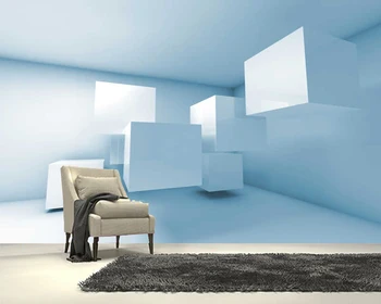 Papel de parede Anotācija klucīši zilā istaba ģeometriskā 3d tapetes dzīvojamā istabā tv sienas guļamistabā sienas papīri mājas dekoru