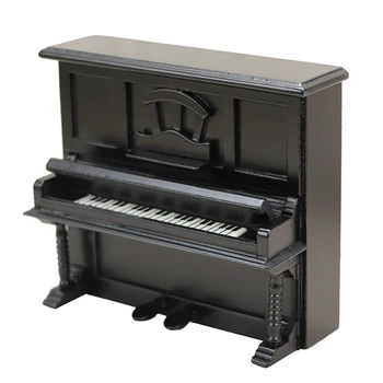 Par Ob11 1/12 Mēroga Leļļu Nams Black Miniatūras Koka Klavieres Simulācijas Klasiskā Klavieru Modelis Rotaļu Namiņš Piederumi