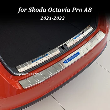 par Skoda Octavia Pro A8 2021 2022 Auto Rearguards Nerūsējošā Tērauda Aizmugures Buferi Bagāžnieka Fender Palodzes Plāksni Aizsargs Aizsargs Vāciņš Melns