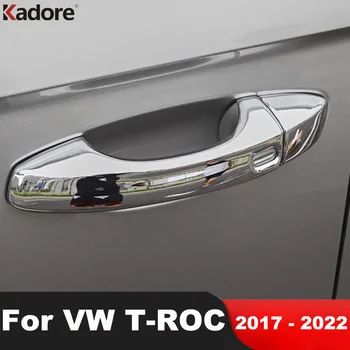 Par Volkswagen VW T-ROC TROC 2017 2018 2019 2020 2021 2022 ABS Hromēti Ārējie Durvju Roktura Vāciņš Melns, Uzlīmes, Auto Piederumi 8pcs