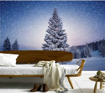 Pasūtījuma 3D lieli gleznojumi,skaistu Ziemas Meži papel de parede, viesistaba, dīvāns, TV sienas gleznojumi 3d tapetes fona