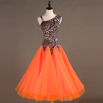 Pieaugušo Deju Konkursā Deju Kleitas Jauns Dizains Lady ' s Orange leopard Deju Svārki Tango Valsis Balles Deju Kleita Sievietēm