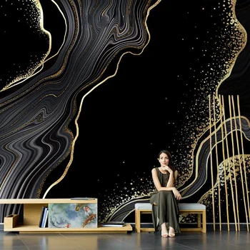 Pielāgot 3D Tapetes Luksusa Sienas Melnā Marmora Sienu apdares TELEVIZORA Fona Tapetes Dzīvojamā Istaba Guļamistaba