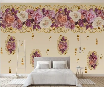 Pielāgot tapetes Ziemeļvalstu modes zelta roze dzīvojamā istaba guļamistaba hotel dekoratīvās tapetes papel de parede 3d