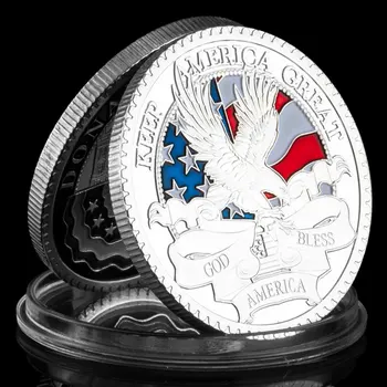 Prezidents Amerikas savienotās Valstis Donald Trump Kolekcionējamus Sudraba Pārklājumu Monētas Saglabātu Ameriku Liels Suvenīru Monētas, Jubilejas Monētas