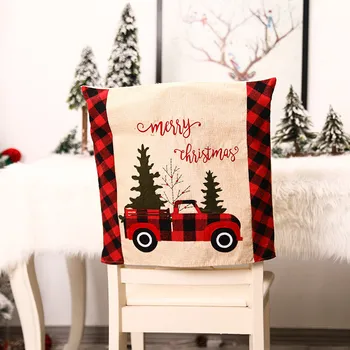 Priecīgus Ziemassvētkus Automašīnas Krēsla Pārsegs Ziemsvētki Koks Veļa Krēsls Gadījumā, ja Jaunā Gada Pārvalki Krēslu Ēdamistabas Noņemama Krēsla Slipcover Aizsargs