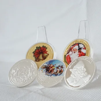 Priecīgus Ziemassvētkus Monētas Sniegavīrs Briežu Zelta/Sudraba Piemiņas Kolekciju Ar Monētu Kapsula