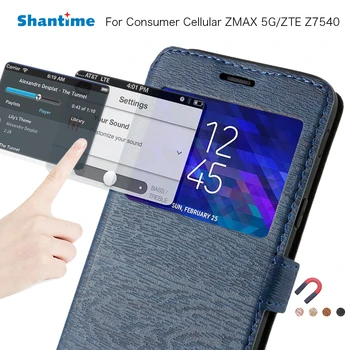 PU Ādas Telefonu Gadījumā Patērētāju Mobilo ZMAX 5G Flip Case For ZTE Z7540 Skatīt Logu Grāmatu Gadījumā Mīksto TPU Silikona Vāciņu Atpakaļ