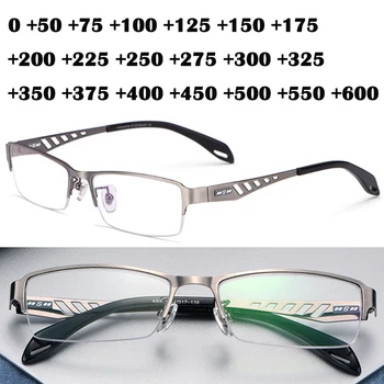 Pusi Rāmi, Lasīšanas Brilles Vīriešiem Optisko Biznesa Elastīgu Mājīgu Hyperopia Brilles Dobi-No Titāna Metāla Melns Dioptrijas +125 175