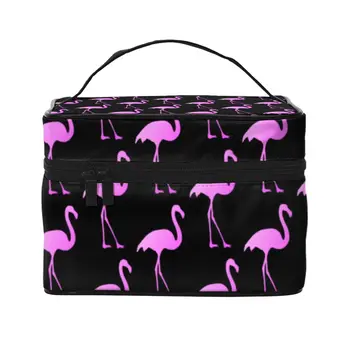 Putnu Drukāt Kosmētikas Somas Rozā Flamingo Vannas istaba Multi-purpose Glabāšanu Organizatori ar Rokturi Meitene Grims Maisiņš