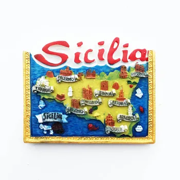 QIQIPP Sicīlija, Itālija, ceļojumu suvenīru apdare, amatnieku roku darbs, lakots magnētisko ledusskapis magnēti