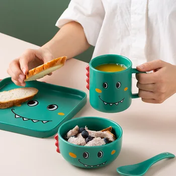 Radošo bērnu multfilmas galda komplekts brokastis kausa deserta bļodā deserta šķīvja cute baby keramikas galda piederumi