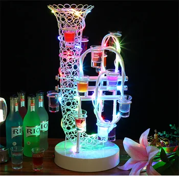 Radošā Saksofonu Forma Bārs KTV LED Kokteilis Stikla Turētājs Bullet Stikla Vīna Turētāju, LED Shot Stikla Vīna Plaukts Bārs Naktsklubā