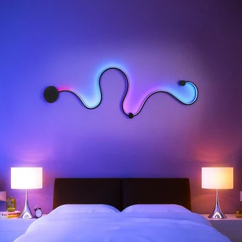 RGB LED Sienas Lampas Guļamistabas Gultas Blackground Apdare, Iekštelpu Apgaismojums Dzīvojamā Istabā, Koridorā Hotel Aptumšojami Sconce Spīdumu