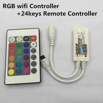 RGB wifi kontrolieris DC 9-12V WiFi mini gaismas RGBW led kontrolieris Kontrolieris ar 24keys Tālvadības pults LED Strip Gaismas