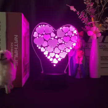 Romantisks Mīlestība, 3D Lampas Akrila LED Nakts Gaisma Guļamistabā Dekoratīvā Galda Lampa, Valentīna Dienā, Dzimšanas dienas Dāvana Mīļāko, Meitenes