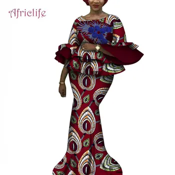 S-6XL Plus Lieluma Āfrikas Divas Gab. Komplekts Sievietēm Elegants Apģērbs ar Zilu Aplikācijas Dashiki Drukāt Īpašu Dāma, Puse Kleita WY10055