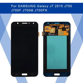 Samsung AMOLED 5.5 collu LCD Disolay Galaxy J7 2015. Gadam J700 LCD skārienekrānu, Digitizer Sastāvdaļa J700F J700M J700H Nomaiņa