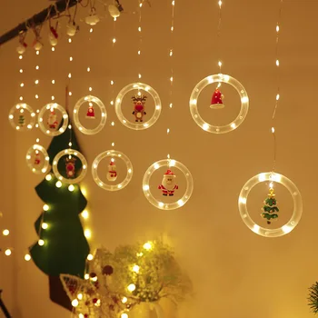 Santa Claus LED Gaismas Stīgu USB Darbināt Jauno Gadu Karājas Aizkaru Lampas Iekštelpu Pasaku String Ziemassvētku Puse Mājas Apdare