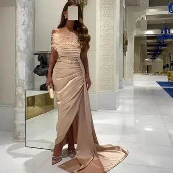 Sexy Spalvas Sirēna, Balles Kleitas, Saūda Arābu Ielocēm Satīna Vakara Dubaija Sieviešu Oficiālā Puse Kleitas Vestido De Noche Sadalīt Šķeltas