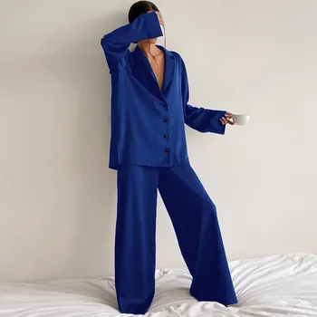 Sieviešu Loungewear garām Piedurknēm Pidžamas Komplekts Zīda Ērtas, Plānas Sievietēm ir Divas Gabals Pidžamu Augstas Kvalitātes Cietie Krāsa