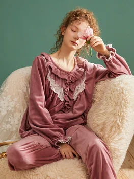 Sleepwear Sieviešu Kopumu Ziemas Samta Sieviešu Pidžamas