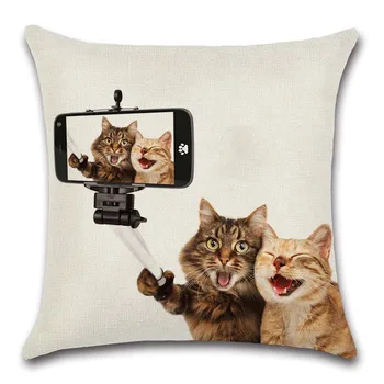 Smieklīgi Selfie Mūzikas Boss Kaķu Spilvens Gadījumā, Apdare, Mājas, Dīvānu, Krēslu Pielāgot Savu Mājdzīvnieku Fotogrāfijas Spilvens segums Draugs Bērniem, dāvanu