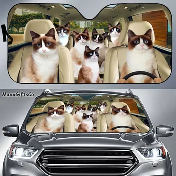 Snowshoe kaķis Auto Sauli Ēnā, Kaķi Vējstikla, Ģimenes Saulessargs, Kaķis, Auto Piederumi, Auto Noformēšana, Dāvanu Tētis, Mamma