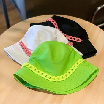 Spaiņa cepuri candy krāsas akrila ķēdes flat top modes krāsu ķēdi ar top hat macaron krāsu pludmales cepure konfektes krāsu saules cepure