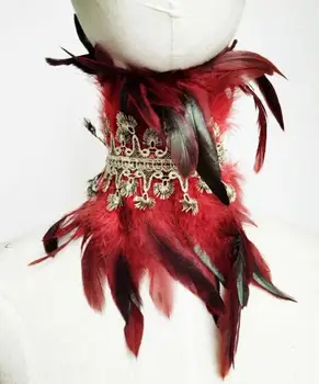 Spalvu Šalle Gredzenu Sievietēm, Sarkanas Mežģīņu Neckwear Viltus Apkakles Gothic Vintage