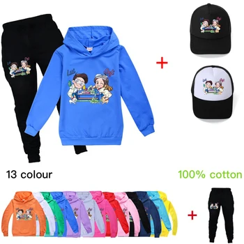 Sporta krekls +Bikses Uzvalks Karikatūra drēbes bērniem, uzstādīt Toddler Džemperis Kawaii Anime Dizaina Bērniem ar garām Piedurknēm Hoodies, lai 2-15 Gada