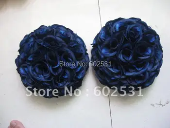 SPR 20cm royal blue kāzu ziedu bumbu plastmasas centrs zīda kissing bumbu