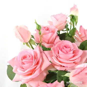 Super high simulācija reālā touch 3 galvas mākslīgā lielu rožu ziedi dekoratīvās Mitrinošs roku filca lateksa rozes ķekars 6pcs