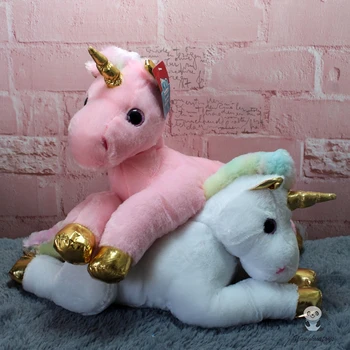 Super mīksts rozā un baltā lielu unicorn plīša lelles rotaļlietas bērniem klāt sieviešu liels rotaļu spilventiņš