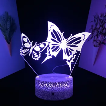 Tauriņš, Kukaiņu 3D Nakts Gaisma LED Akrila Tabula, ņemot vērā Bērna Dzimšanas dienas Dāvanu Lampu Mājas Istabā Atmosfēru Dekoru Nakts Gaisma