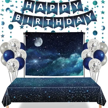 Telpas Galaxy Dzimšanas Dienas Svinības Dekorācijas, Balonu Vainags Banner Fona Galdauts, Bērniem, Pieaugušajiem, Dzimšanas Dienu, Kāzu Svinības, Piederumi