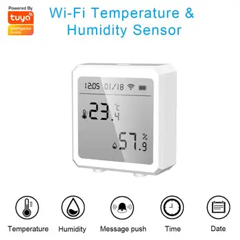 Tuya WIFI Zigbee Temperatūras Un Mitruma Sensoru Kontrolieris Metru Iekštelpu Higrometru Termometrs Ar LCD Displeju Smart Home