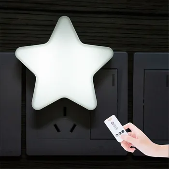 Tālvadības pults Gudrs Zvaigžņu LED Plug-in Nakts Gaisma AC110-220V Gaismas Sensors Kontroles Gultas Sienas Lampas Bērnu Miega Gaismas