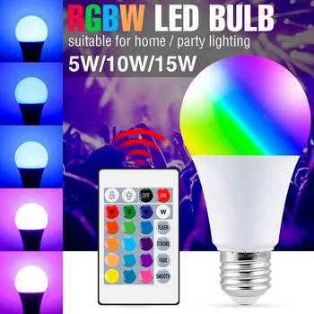 Tālvadības pults RGB Lampas Spuldzes LED RGBW 5W/7W/10W/15W/20W Krāsains Maiņa Mājās Dekoratīvās Atmosfēru Lampas Spuldzes