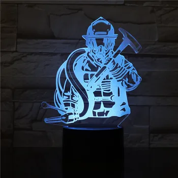 Ugunsdzēsējs 3D LED Modelēšana USB Nakts Gaismas Radošo Ugunsdzēsēja Galda Lampa, Mājas Dekoru 7 Krāsas, Mainās Miega Apgaismojums Bērniem Dāvanas