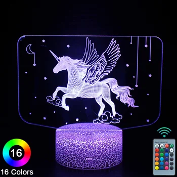 Unicorn LED 3D Nakts Gaismas Pieskārienu, Tālvadības pults Jaunums Galda Galda Lampu Istabas Dekori Ziemassvētku un Dzimšanas dienas Dāvana -No. 1859