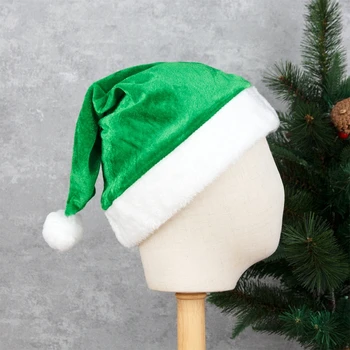 Unisex Pieaugušo Bērnu Santa Klauss, Ziemassvētku Cepuri Wowen Cilvēks Ziemassvētki Brīvdienu Zaļā Samta Cepures Cosplay Aksesuārus