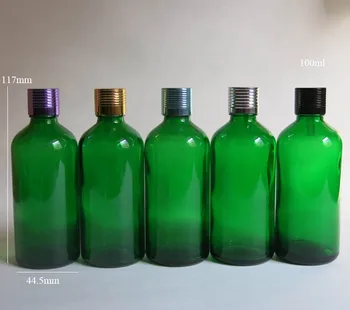 vairumtirdzniecības 100gab/Daudz 100ml stikla ēteriskās eļļas pudeles pilinātāju Ēteriskās eļļas pudeles / aromterapija 100 ml zaļa stikla pudeles
