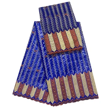 Vairumtirdzniecības Āfrikas Krelles Bazin Mežģīņu Auduma franču Nigērija Mežģīnes Zilu Izšuvumu Mežģīņu Auduma kleita