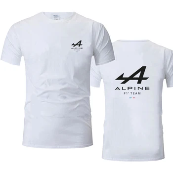 Vasarā Karstā Pārdošanas Vīriešu T-Krekls Alpine F1 Komandas Fernando Alonso Iespiesti F1 Sacīkšu Kreklu Tee Gadījuma O-veida Kakla Īsām Piedurknēm Biker Augšu