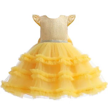 Vestidos 2022 Jaunā Princese Kleitas Puķu Meitenēm Loku Dzimšanas Dienas Tērpu Acs Puse Kleita Bērni Kārtojumu Vakara Kleitas 3-9 Gadi