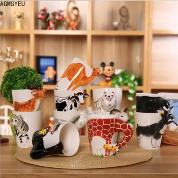 vienkārši radoši underglaze krāsu ar roku apgleznotus karikatūra 3D dzīvnieku keramikas krūze kafijas tasi mājas kafijas uzņēmuma pēcpusdienas tējas tasi